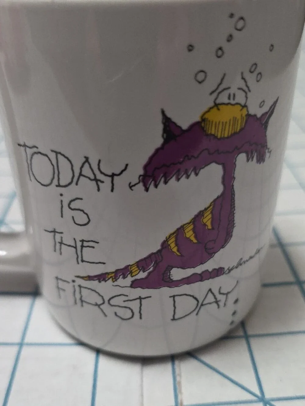 Russ Berrie 'Today Is The First Day...' Cat Mug, Vintage